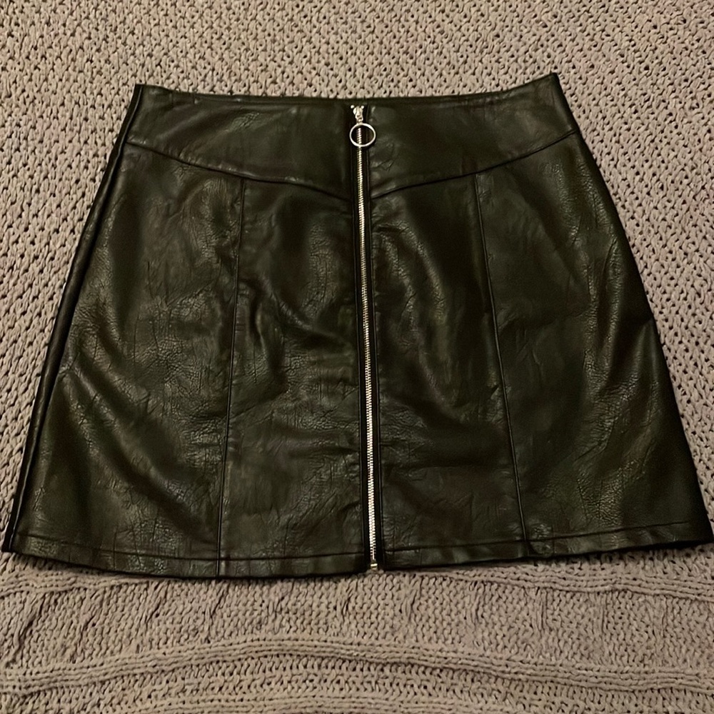 black leather skirt, size large